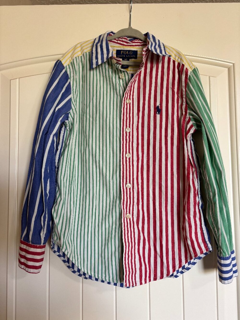 Polo Ralph Lauren Boys Colorblock Striped Button Down Shirt Size 8